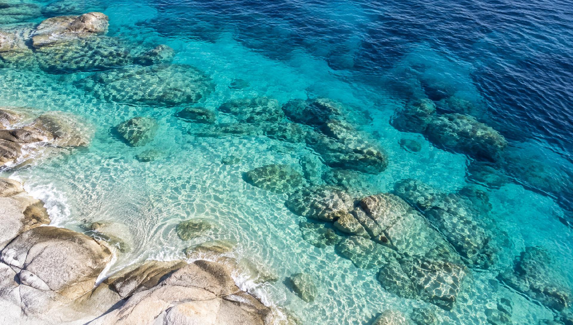Crystal-clear Aegean water in the Cyclades